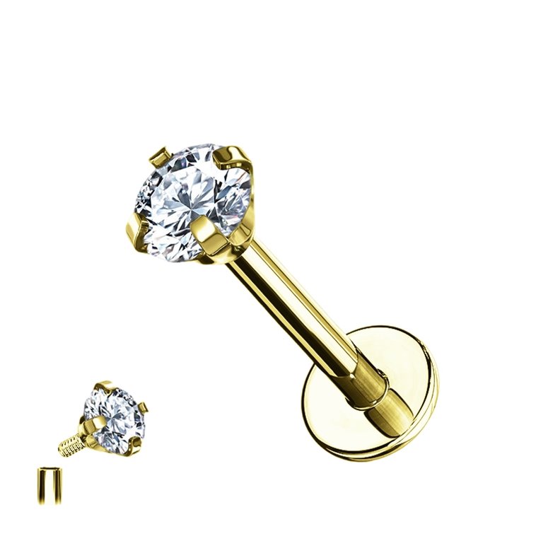 Piercing a labirinto con zirconio in titanio PVD oro Piercing a labirinto con zirconio in titanio PVD oro