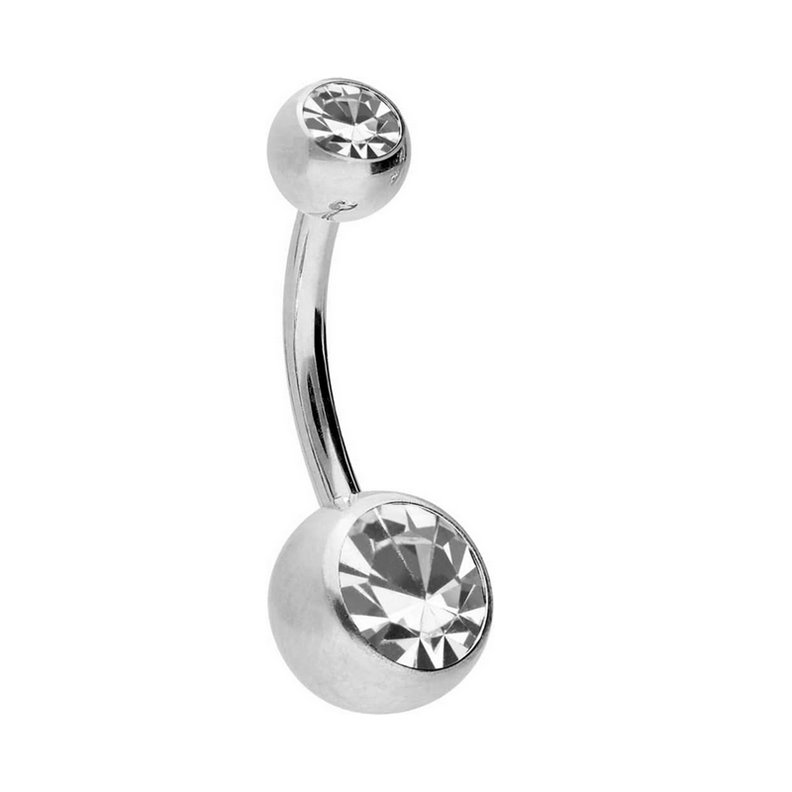 Gioielli sterili con doppio strass in titanio per piercing all'ombelico BANANE Gioielli sterili con doppio strass in titanio per piercing all'ombelico BANANE