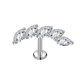 Piercing marquise al labret con 5 zirconi di titanio