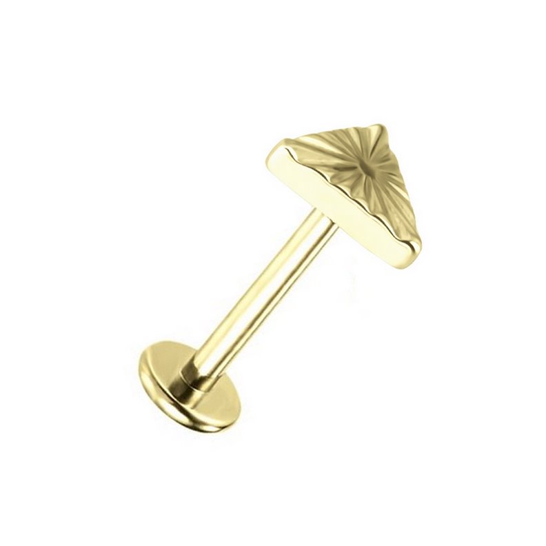Sunburst Triangular Labret Piercing in Titanium PVD Gold Sunburst Triangular Labret Piercing in Titanium PVD Gold