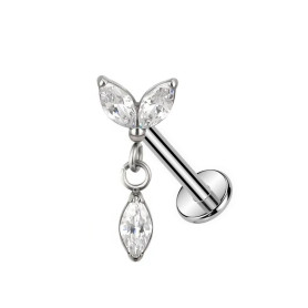 Piercing Labret pendant with 3 Marquise in Titanium