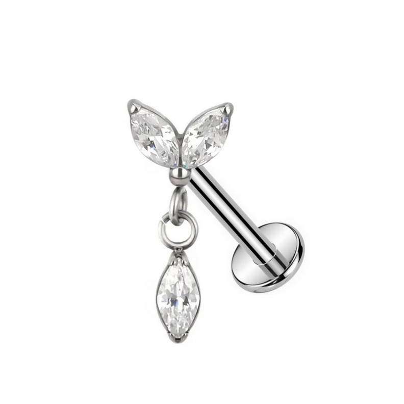 Piercing Labret pendentif avec 3 Marquise en Titane
