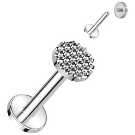 Piercing Labret Rond motif Alvéolé en Titane