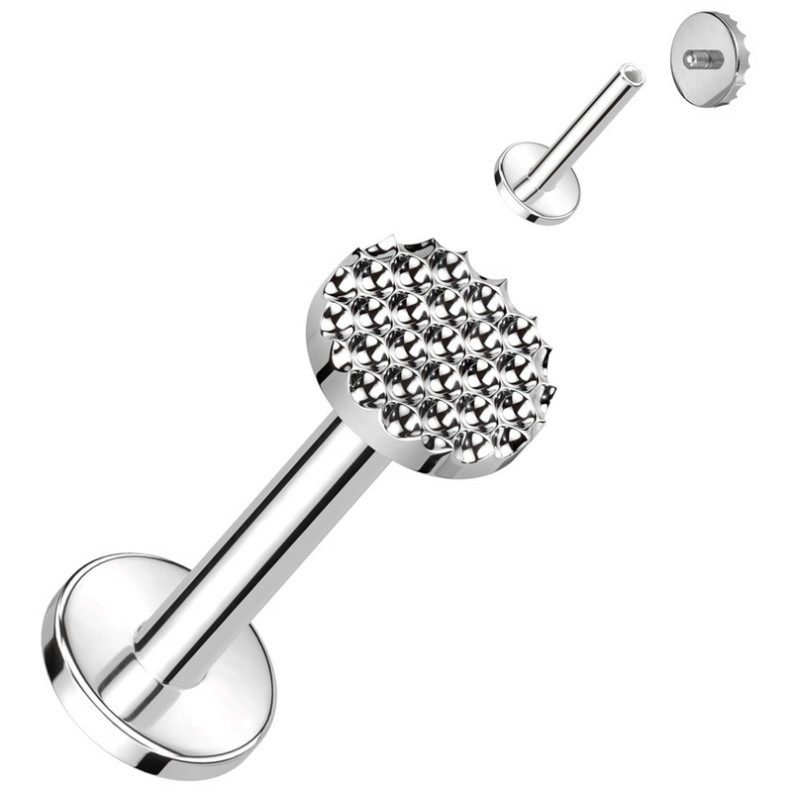 Piercing Labret Rond motif Alvéolé en Titane