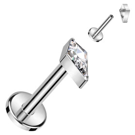 Piercing Labret avec zirconium en losange en Titane