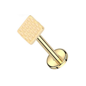 Piercing Labret Carré motif Alvéolé en Titane PVD Gold