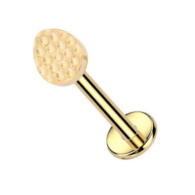 Piercing Labret en forme de goutte motif Alvéolé en Titane PVD Gold