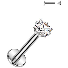 Piercing Labret avec zirconium griffé carré en Titane