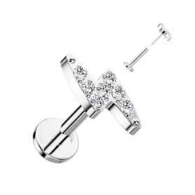 Piercing Labret Eclair avec strass en Titane