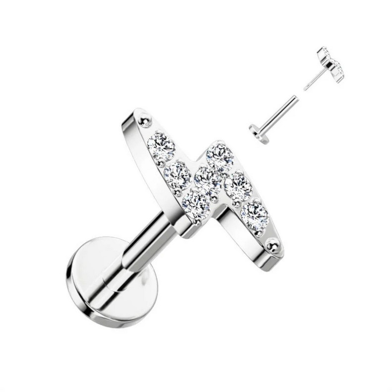 Piercing Labret Eclair avec strass en Titane