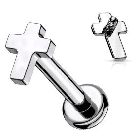 Piercing Labret Croix en Titane - Pas de vis interne