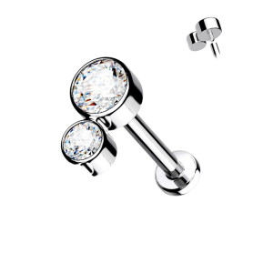 Labret Double zirconia Titanium Piercing