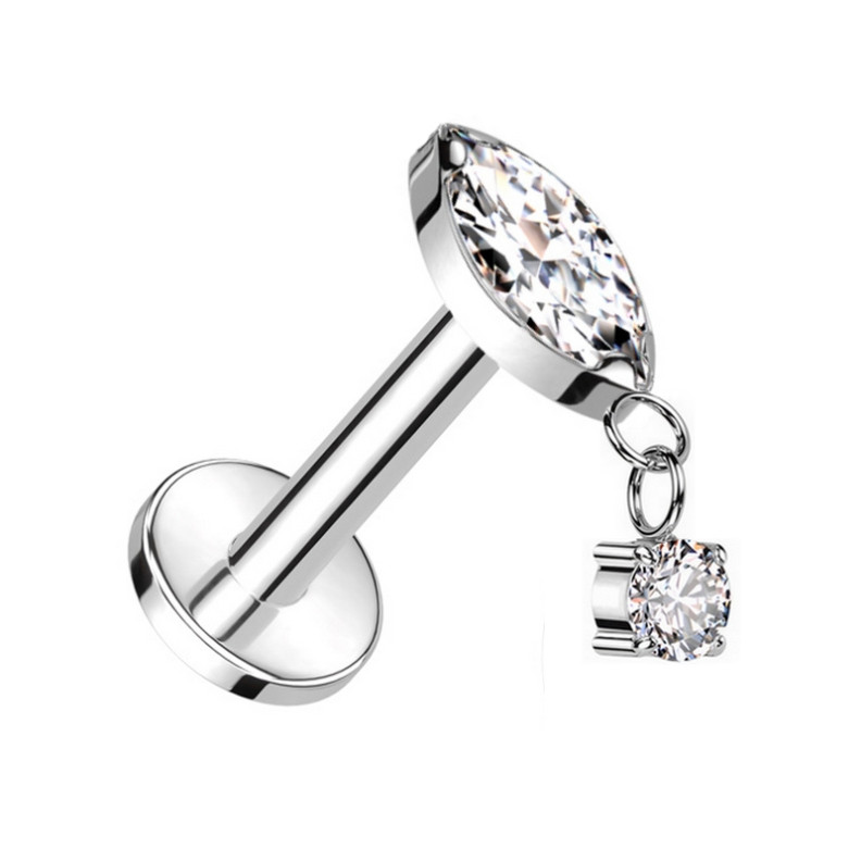 Piercing Labret pendentif en forme de losange avec zircon en Titane Piercing Labret pendentif en forme de losange avec zircon en Titane