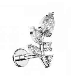 Piercing Labret feuilles avec zircons en Titane