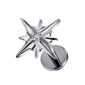 Piercing Labret Etoile filante avec zircon en Titane