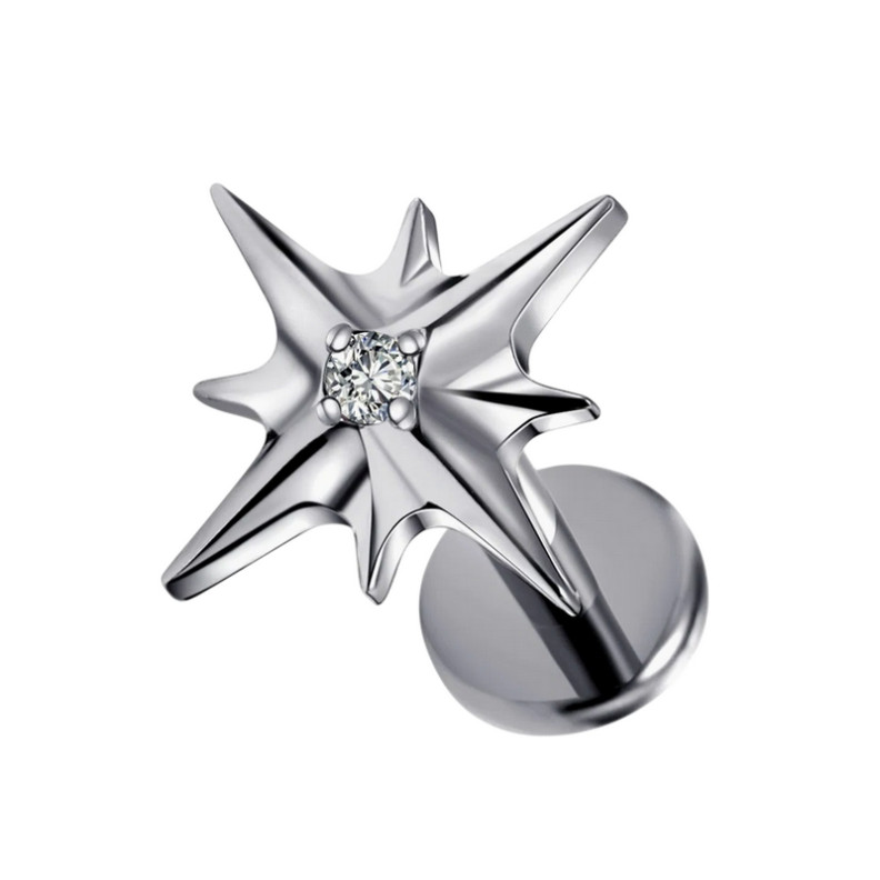 Piercing Labret Etoile filante avec zircon en Titane Piercing Labret Etoile filante avec zircon en Titane