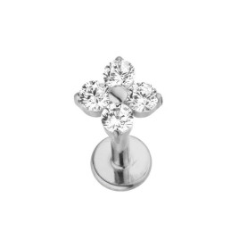 Piercing Labret floral à 4 pétales avec zircons en Titane