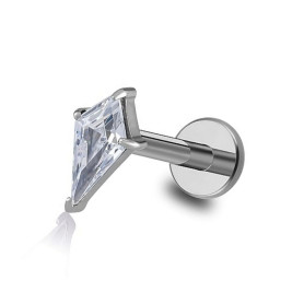 Piercing Labret en forme de losange avec zircon en losange en Titane