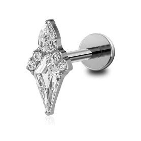 Piercing Labret losange incurvé scintillant en zircons en Titane