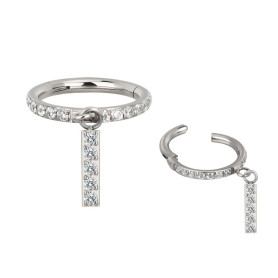 Piercing Anneau Clicker serti de zircons avec pendentif éclatant en Titane