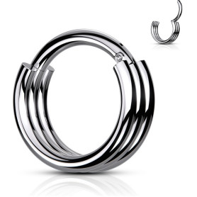 Piercing Anneau Clicker effet triplé en Titane