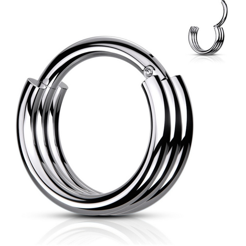 Piercing Anneau Clicker effet triplé en Titane