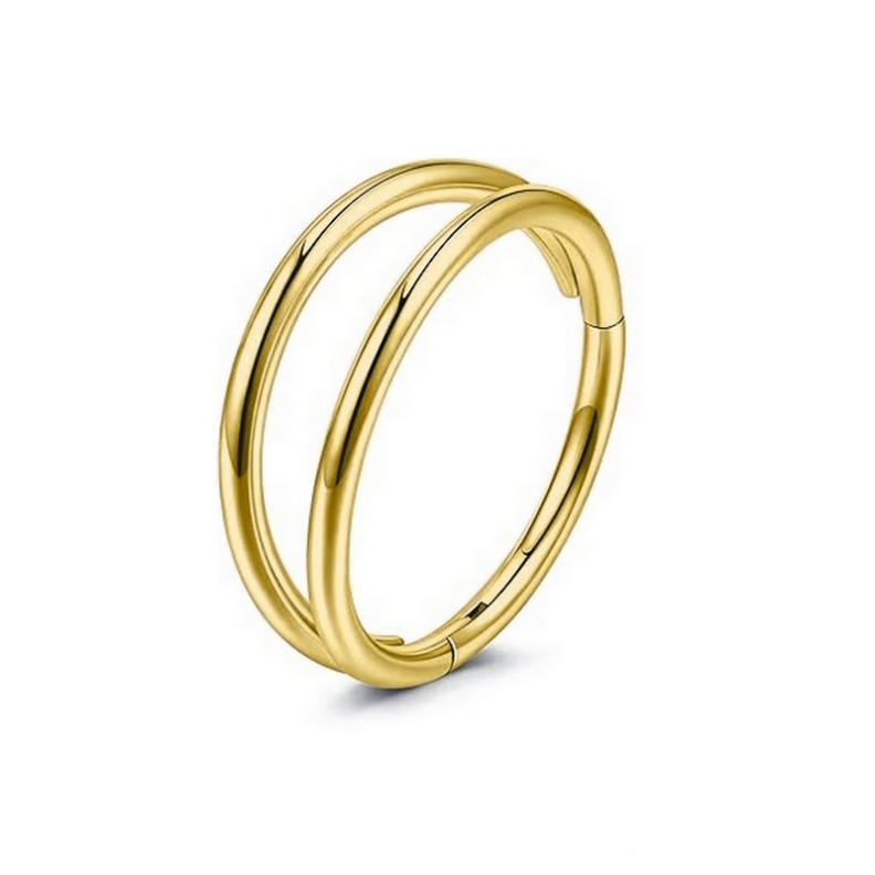 Piercing Anneau Clicker double évasé en Titane PVD Gold Piercing Anneau Clicker double évasé en Titane PVD Gold