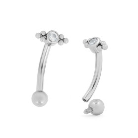 Piercing Barbell courbé zircon griffé avec boules en Titane