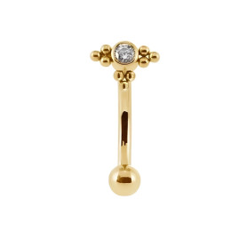 Piercing Barbell courbé cristal avec perles en Titane PVD Gold