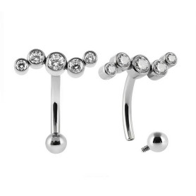 Piercing Barbell courbé vague à strass étincelants en Titane