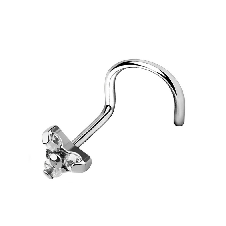 Piercing nez stud trinity orné de zircons griffés Piercing nez stud trinity orné de zircons griffés