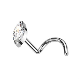 Piercing nez stud marquise sertie de zircon en Titane