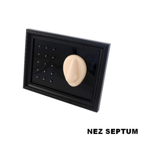 Cadre présentoir à piercings avec modèle en silicone - nez septum