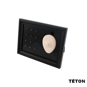 Cadre présentoir à piercings avec modèle en silicone - téton