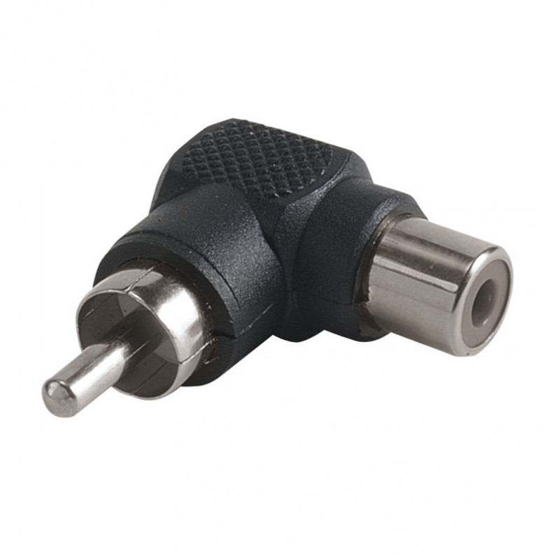 Adattatore RCA maschio / RCA femmina con angolo a 90° Adattatore RCA maschio / RCA femmina con angolo a 90°