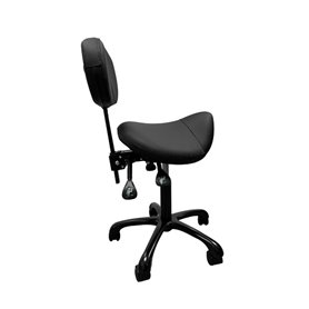 Horse saddle stool with adjustable backrest for tattooing