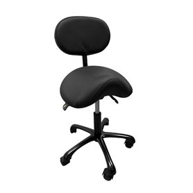 Horse saddle stool with adjustable back Black