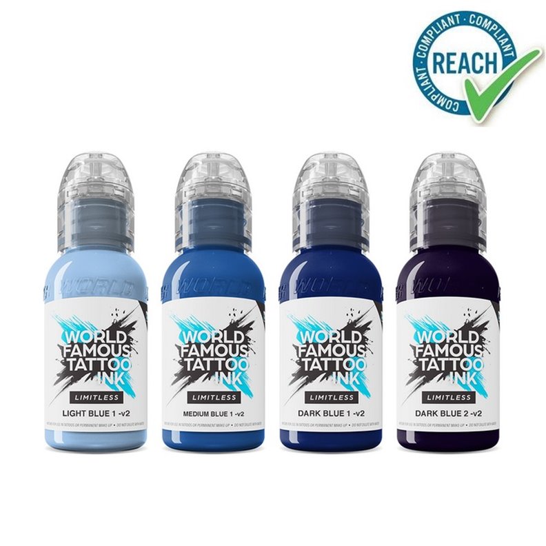 WORLD FAMOUS Kit inchiostri Limitless - Collezione Shades of Blue - 30ml WORLD FAMOUS Kit inchiostri Limitless - Collezione Shades of Blue - 30ml