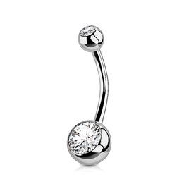 Double rhinestone navel piercing jewellery