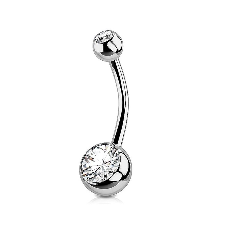 Double rhinestone navel piercing jewellery