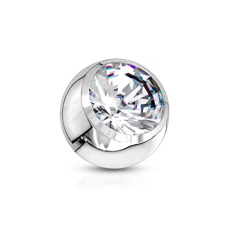 Screw-in piercing ball with rhinestones