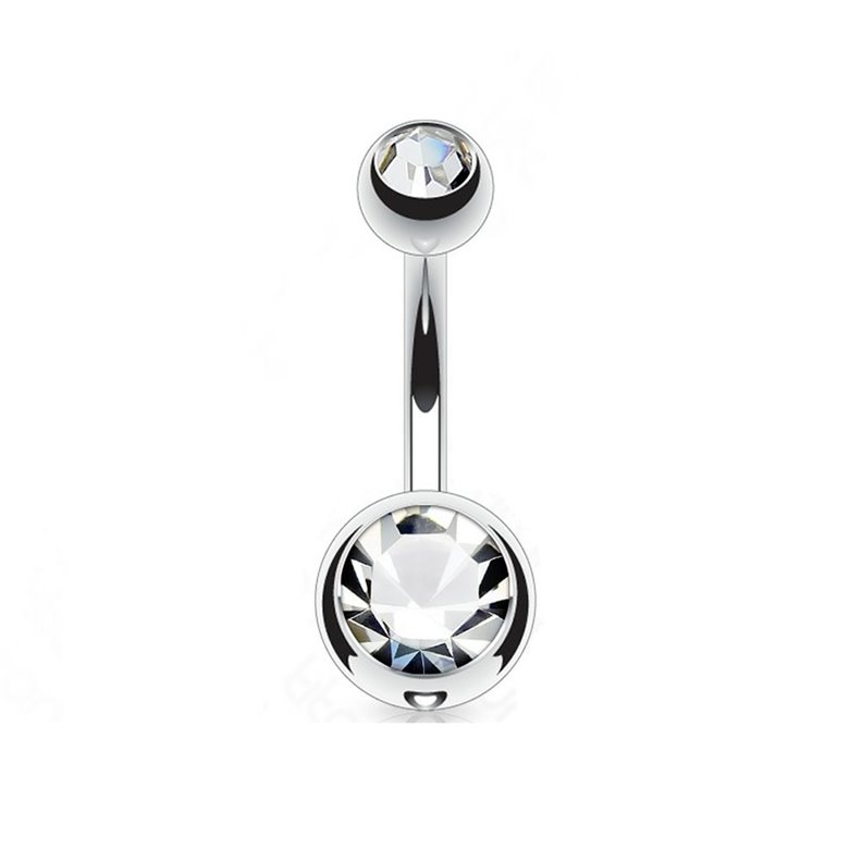 Double Strass Titanium Navel Piercing Jewellery Double Strass Titanium Navel Piercing Jewellery