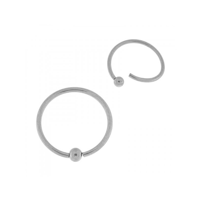 Piercing jewellery Ring with ball adjustable by twisting