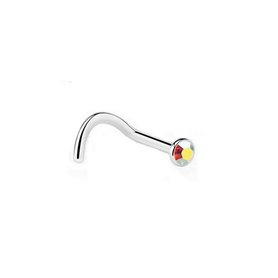 Curved NOSE piercing jewellery with rhinestones Aurore Boreale