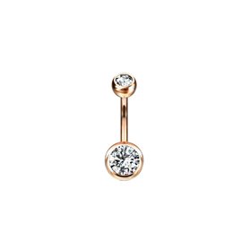 Navel piercing jewellery Double strass Rose Gold 316L Crystal