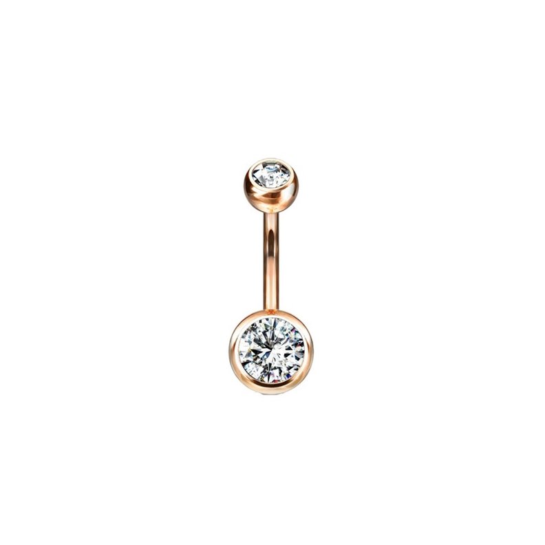 Navel piercing jewellery Double strass Rose Gold 316L Crystal